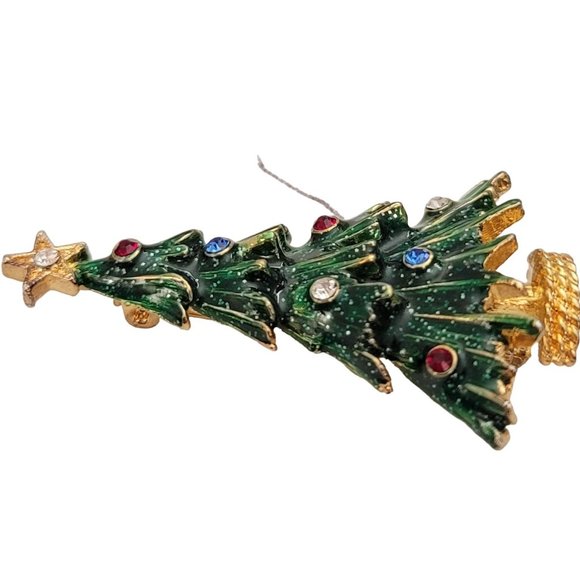 Eisenberg Ice Green Enamel Multi Color Rhinestone Christmas Tree Brooch Pin E253 - Picture 7 of 12